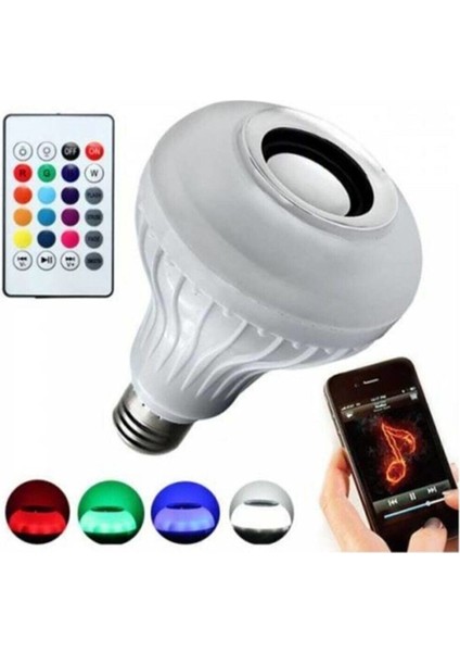 Yeni Nesil Bluetooth Hoparlörlü Kumandalı Rgb Akıllı LED Ampul 16 Renk Bluetooth Ampul
