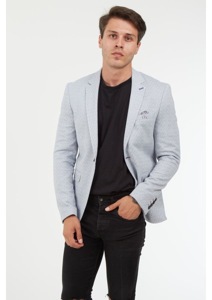 5127 Dar Kalıp Yarım Astarlı Gri Erkek Ceket