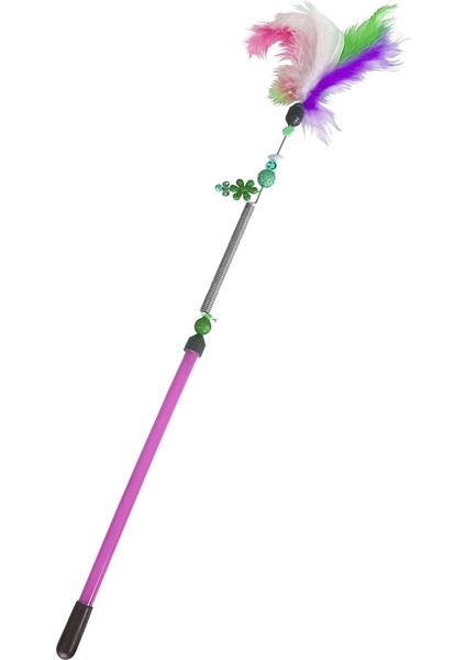 Yaylı Kedi Oyun Oltası 13 cm - 44 cm Pembe