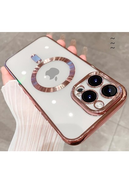 Apple iPhone 13 Pro Max Kılıf Magsafe Kamera Lensli Korumalı Şeffaf Silikon Kapak