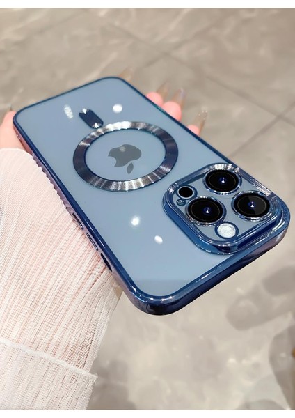 Apple iPhone 13 Pro Max Kılıf Magsafe Kamera Lensli Korumalı Şeffaf Silikon Kapak