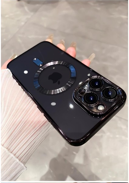 Apple iPhone 13 Pro Max Kılıf Magsafe Kamera Lensli Korumalı Şeffaf Silikon Kapak