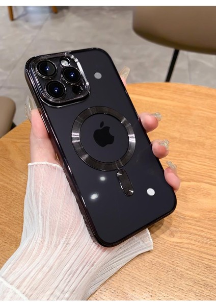 Apple iPhone 13 Pro Max Kılıf Magsafe Kamera Lensli Korumalı Şeffaf Silikon Kapak