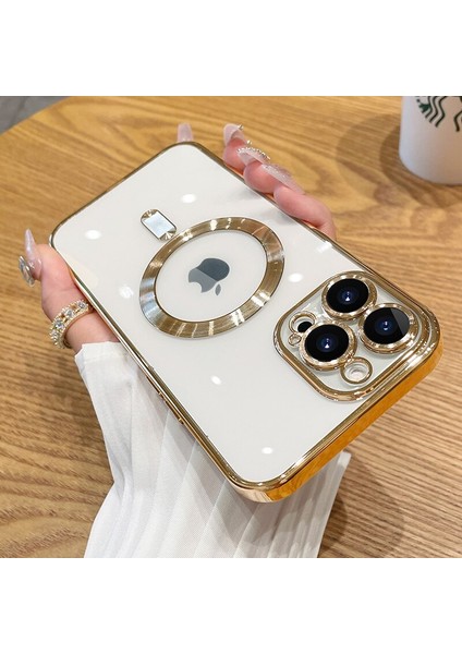Apple iPhone 13 Pro Kılıf Magsafe Kamera Lensli Korumalı Şeffaf Silikon Kapak