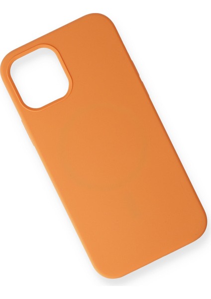 Iphone 12 Mini Kılıf Magneticsafe Lansman Silikon Kapak - Koyu Turuncu Mrayd