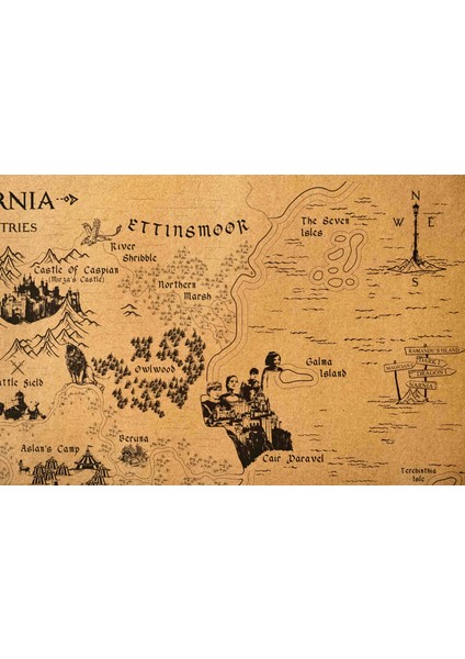 Talented Bear's Workshop Narnia & Surrounding Countries Dünya Haritası 50*70CM, Narnia Günlükleri, Aslan Cadı Dolap Poster