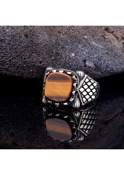 925 Ayar Gümüş Kaplangözü Taşlı Model Yüzük fiyatları