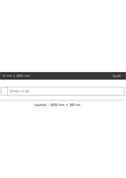 10 x 2800 mm Siyah Sibu Aynalı Pleksi Şerit Mobilya Süsü