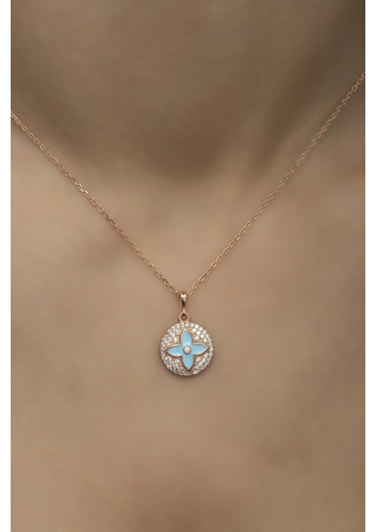 925 Ayar Gümüş Mineli Rüzgar Gülü Kolye modelleri