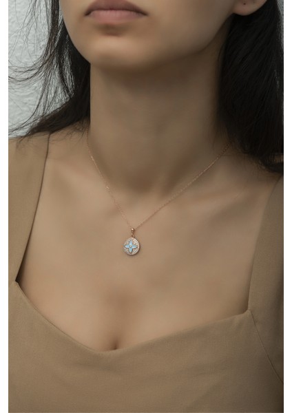 925 Ayar Gümüş Mineli Rüzgar Gülü Kolye fırsatları