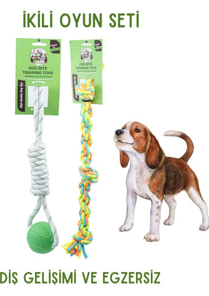 Köpek Oyuncağı Ikili Toplu Çekiştirmeli Halat - Diş Ipi - Pamuk Ipliği Köpek Oyuncağı - Ikili Set fiyatları