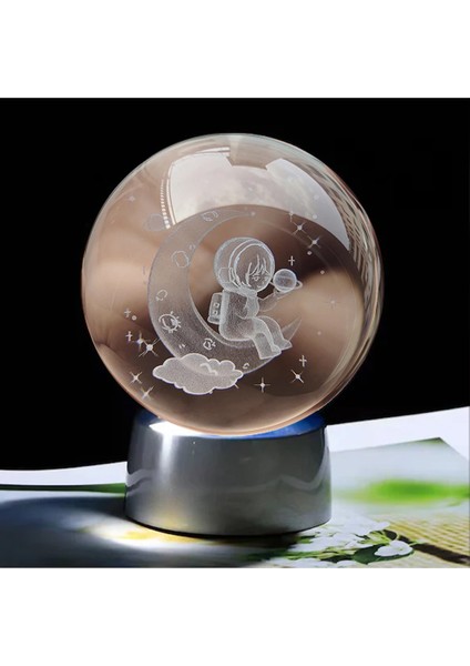 Dekoratif Ayda Oturan Astronot Temalı Işıklı Cam Küre 8cm*6cm fiyatları