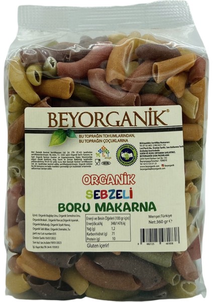 Organik Sebzeli Boru Makarna 360 gr