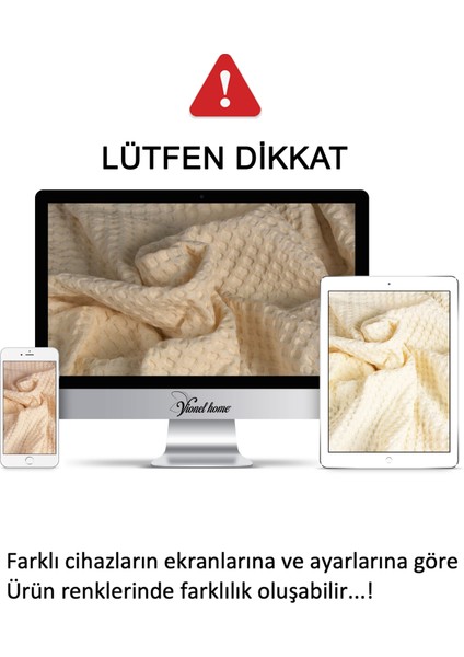Pamuklu Çift Kişilik Yatak Örtüsü Pike, Waffle Desen, Ponponlu Kahverengi Pike