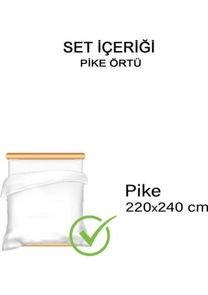 Pamuklu Çift Kişilik Yatak Örtüsü Pike, Waffle Desen, Ponponlu Kahverengi Pike