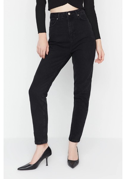90's Siyah Fit Mom Jean Likralı Kot Pantolon fiyatları