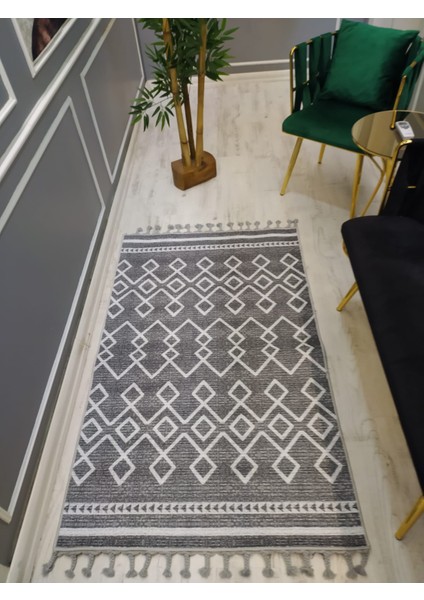 Doruklar Home Collection Iskandinav Kilim Desenli Kaymaz Tabanlı Yıkanabilir Leke Tutmaz Dokuma Taban Halı