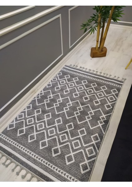 Doruklar Home Collection Iskandinav Kilim Desenli Kaymaz Tabanlı Yıkanabilir Leke Tutmaz Dokuma Taban Halı