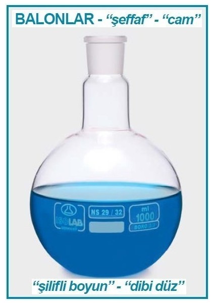 030.01.053 Balon - Cam - Dibi Düz - Şilifli - 50 ml - NS29/32 (1 Adet)