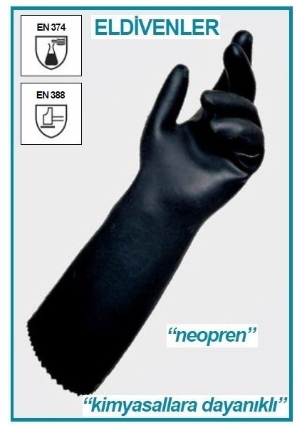 080.23.008 Eldiven - Neopren - Kimyasal Koruma - Medium (1 Çift)