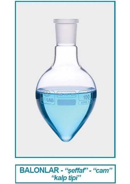 030.49.250 Balon - Kalp Tipi - Şilifli - Merkez Boyun : Ns 14/23 - 250 ml (1 Adet)