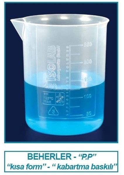 026.01.250 Beher - P.p - Kısa Form - Kabartma Skala - 250 ml (1 Adet)