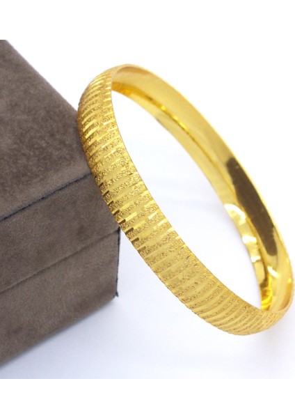 Altın Kaplama Çizgili Bilezik 0.8 cm BLZ-3051