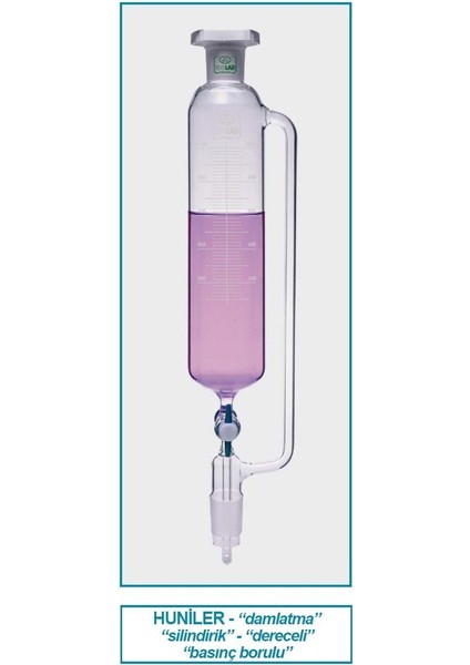 032.03.901 Damlatma Hunisi - Cam - Silindirik-Basınç Borulu-Ptfe Musluklu - 1000 ml (1 Adet)