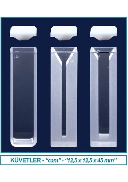 098.01.002 Spektrofotometre Küveti -Es Kuvars-Yarı Mikro- 12.5X12.5X45 mm - 1.40 ml (2 Adet)