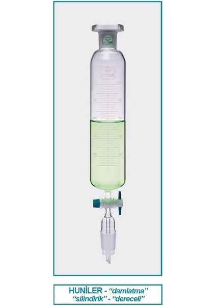 032.02.050 Damlatma Hunisi - Cam - Silindirik - Dereceli - Ptfe Musluklu - 50 ml (1 Adet)