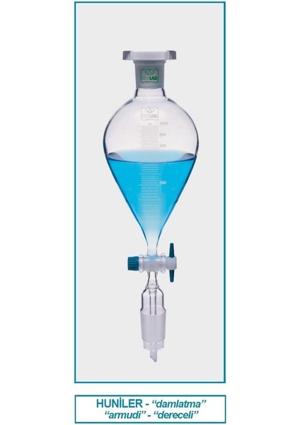 032.01.250 Damlatma Hunisi - Cam - Armudi - Dereceli - Ptfe Musluklu - 250 ml (1 Adet)