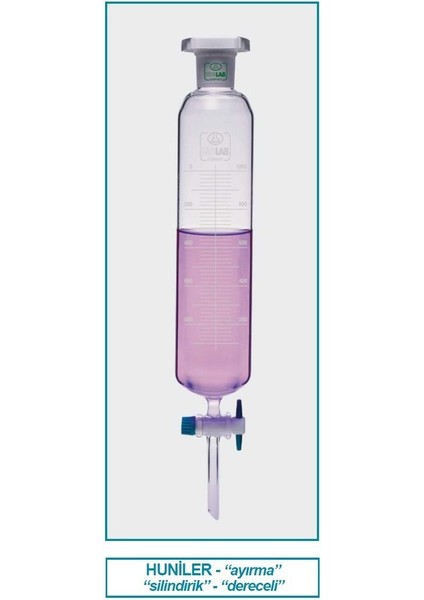031.06.901 Ayırma Hunisi - Cam - Silindirik - Dereceli - Ptfe Musluklu - 1000 ml (1 Adet)