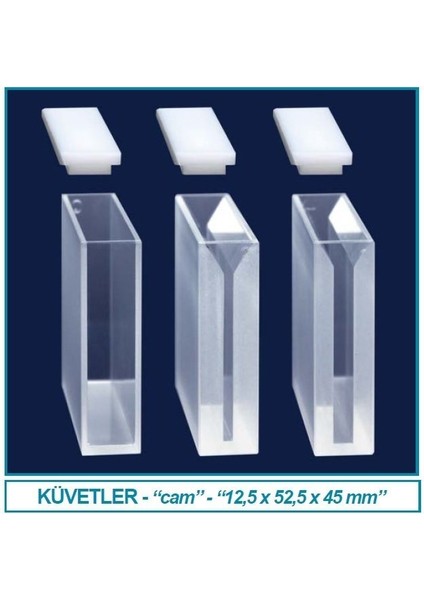 098.01.007 Spektrofotometre Küveti - Es Kuvars - Makro - 12.5X52.5X45 mm - 17.5 ml (1 Adet)