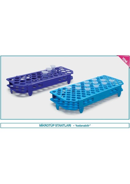 080.01.005R Mikrotüp Standı - Katlanabilir - 1.5/2.0 ml Tüpler Için - Rubi (1 Adet)