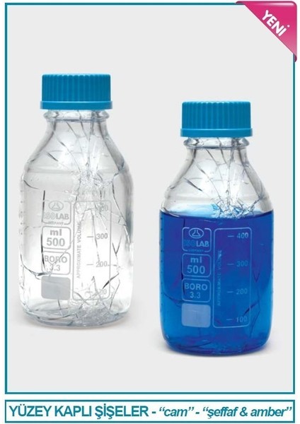 061.02.250C Şişe - Borosilikat Cam - Amber - Vidalı Kapaklı - 250 ml - Yüzey Kaplı (1 Adet)