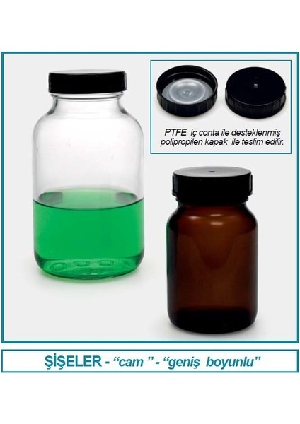 061.10.250 Şişe - Geniş Boyunlu - Nötr Cam - Şeffaf - 250 ml - Gl 55 (10 Adet)