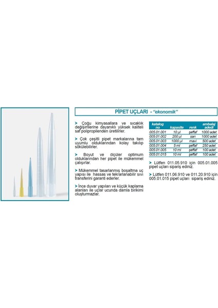 005.01.002 Pipet Ucu - Sarı - 200 Ul (1000 Adet)