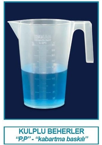 026.02.903 Beher - Kulplu - P.p - Kısa Form - Kabartma Skala - 3000 ml (1 Adet)