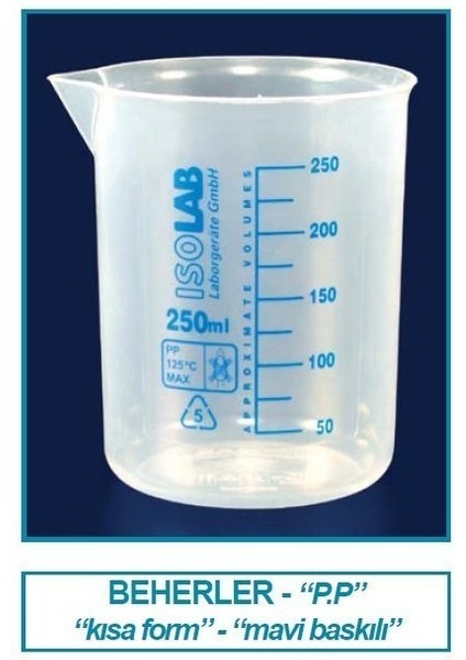 026.03.500 Beher - P.p - Kısa Form - Mavi Skala - 500 ml (1 Adet)