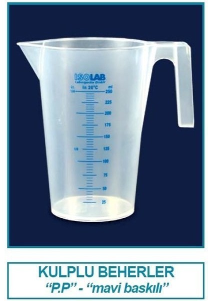 026.04.903 Beher - Kulplu - P.p - Kısa Form - Mavi Skala - 3000 ml (1 Adet)