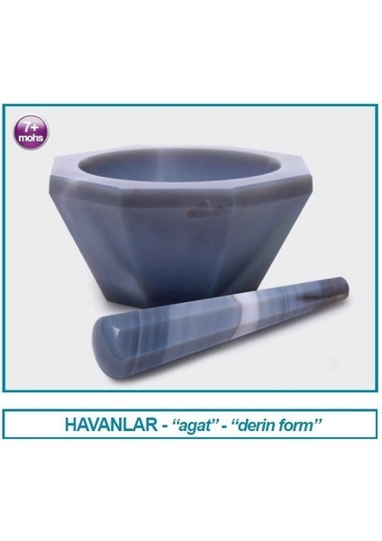 038.09.060 Havan - Agat - Tokmağı ile - Çap 60 mm - Derin Form (1 Adet)