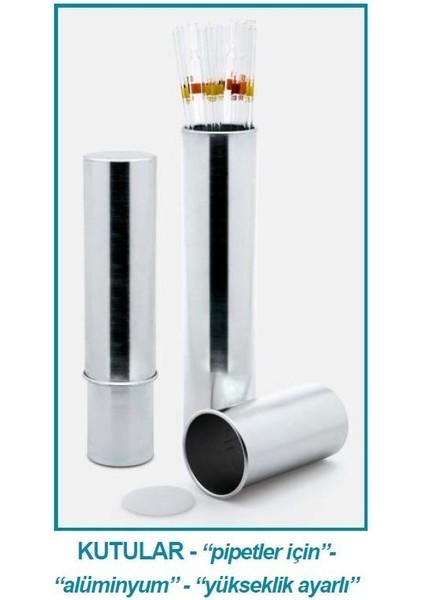 022.03.003 Pipet Kutusu - Aluminyum - 60 mm Çap - 280 / 420 mm H (1 Adet)