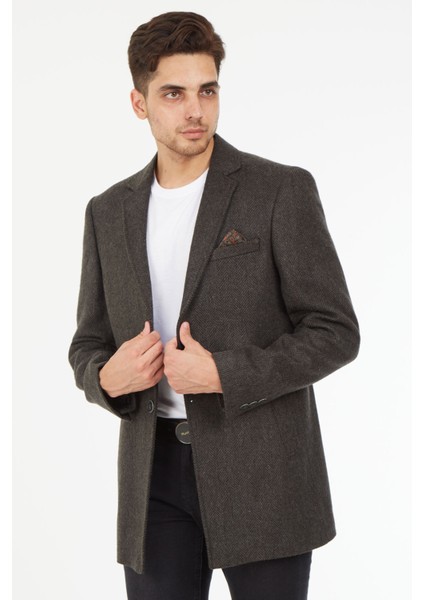 5122 Dar Kalıp Ceket Yaka Balıksırtı Kısa Palto