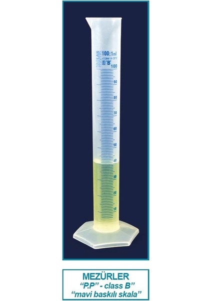 016.06.500 Mezür - Uzun From - P.p - B Kalite - Mavi Skala - 500 ml (1 Adet)