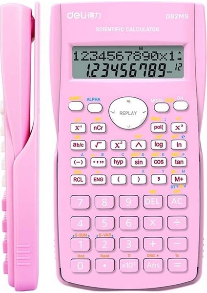 D82MS Bilimsel Hesap Makinesi 240F-10+2 Digits Pembe