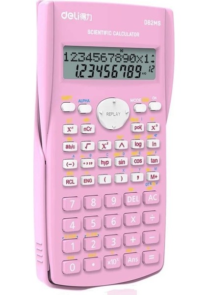 D82MS Bilimsel Hesap Makinesi 240F-10+2 Digits Pembe