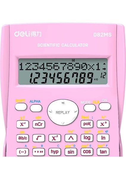 D82MS Bilimsel Hesap Makinesi 240F-10+2 Digits Pembe