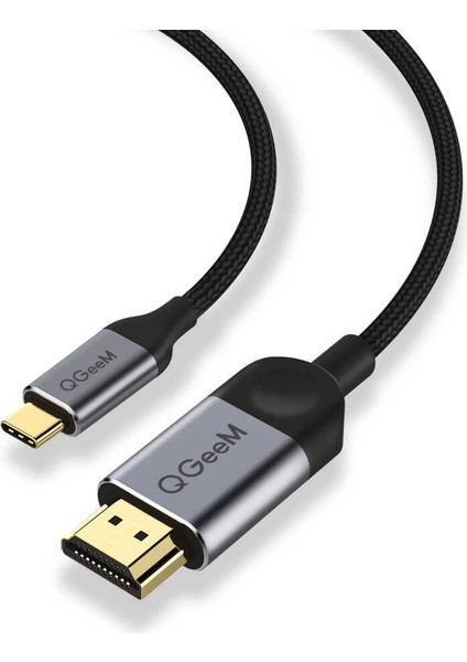 Qgeem QG-UA10 Type-C To HDMI Kablo 180 cm 4K 30Hz Görüntü Aktarım Kablosu Tak & Çalıştır