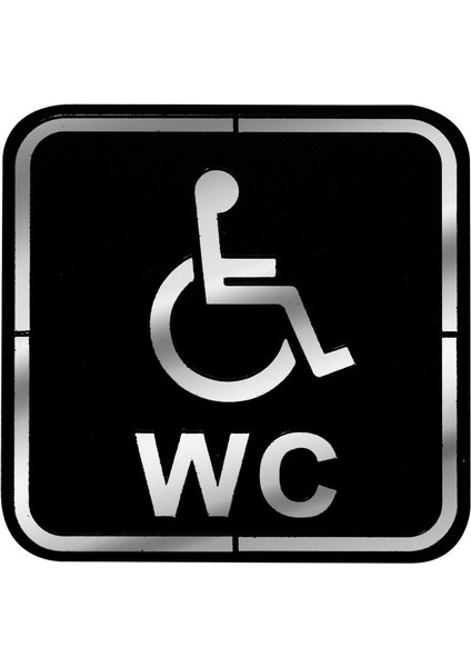 Abs Lüx Çift Katlı Yönlendirme Levhası Siyah-Gümüş Engelli Wc