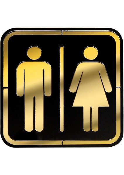 Abs Lüx Çift Katlı Yönlendirme Levhası Siyah-Altın Wc